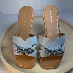 Madden Girl Light Blue Chain Slide Sandals Sz 8